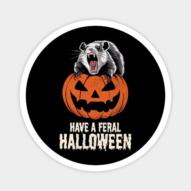 Have a Feral Halloween Design: Feral Animal on Jack-o'-Lantern - Spooky Halloween Art Magnet by Designed By Marty